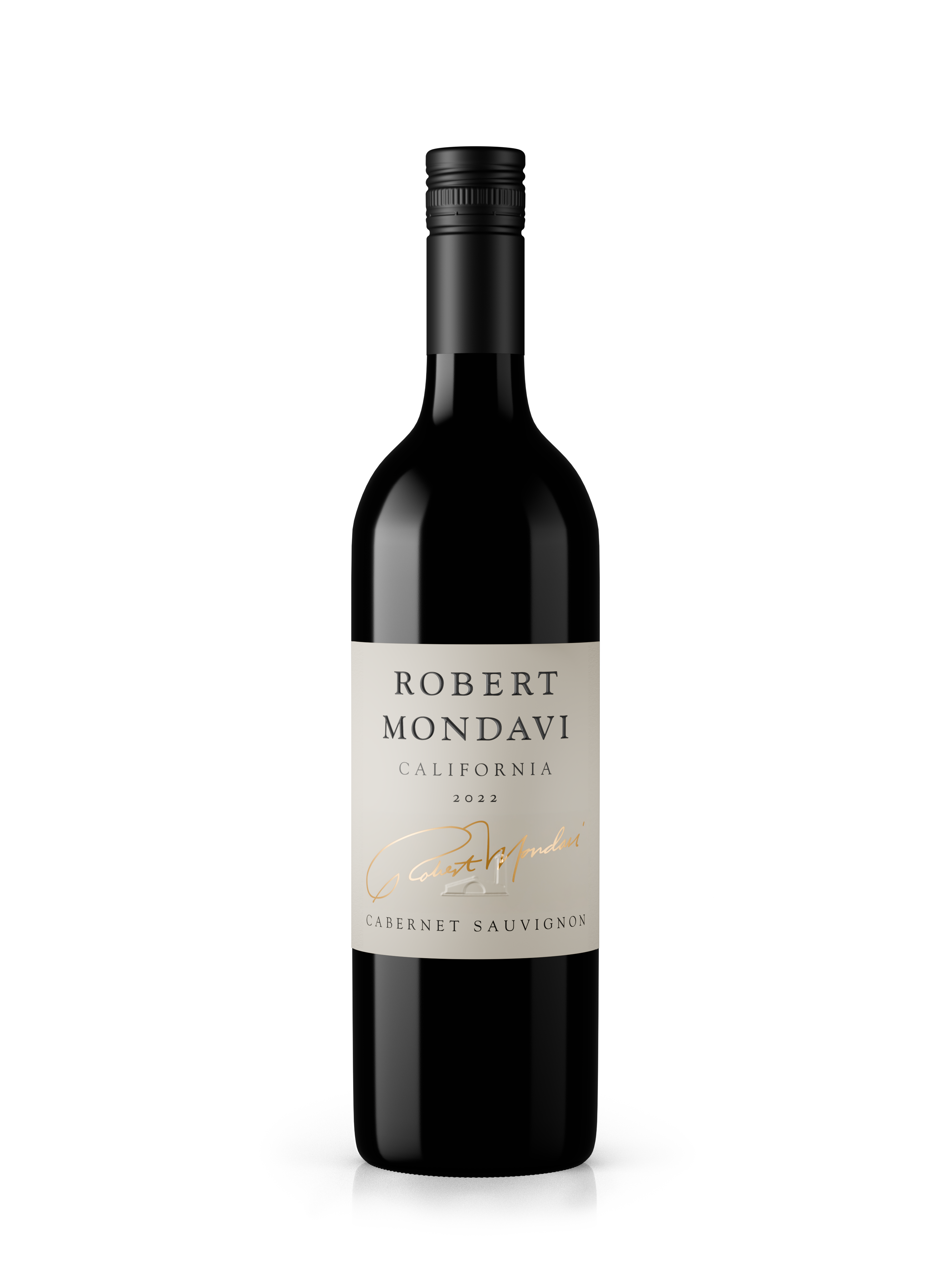 Robert Mondavi wine bottle on a white background